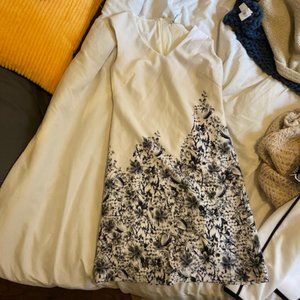 White business dress with black flower details